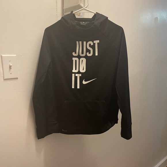 NIKE BIG KIDS DRI-FIT PULLOVER HOODIE XL BLK & WHITE - Picture 4 of 5